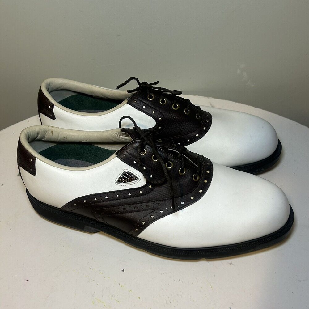 Footjoy Fit Dogs Men's Golf Shoes Brown on White Saddle Size 10 M Style 53034